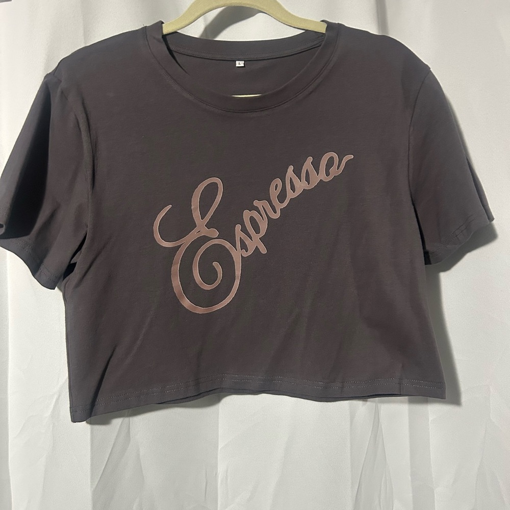 Espresso Graphic Crop Top - Brown